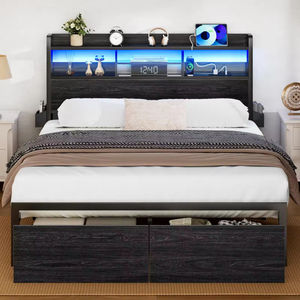 Cama de Plataforma Moderna de Metal e Ferro Homerich com LED Ajustável Tamanho Casal/Queen, Durável com Gavetas de Ferro para Armazenamento, Cor e Logotipo Personalizados - Product Image 1