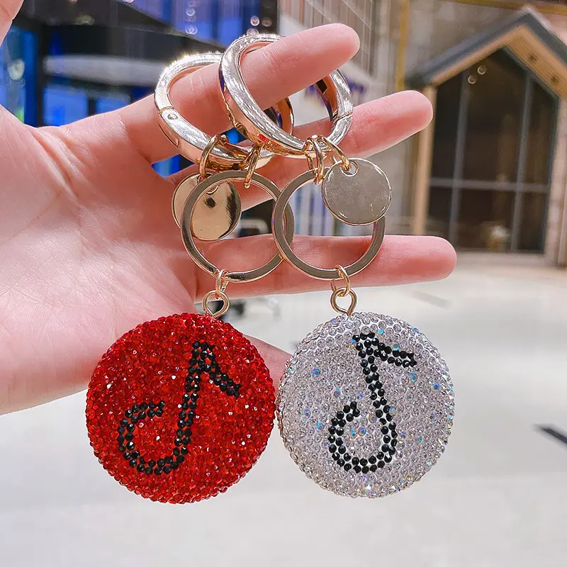 Creative Diamond Music symbol keychain Popular couple car key chain Handbag pendant gift wholesale