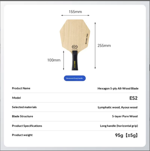Raqueta de Tenis de Mesa Hexagonal de Madera de 5 Capas, Paleta Profesional de Ping Pong para Entrenamiento Avanzado - Product Image 6