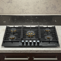 Appareils de cuisine CM-ZJH-G506 Table de cuisson à gaz à 5 brûleurs Allumage électronique Brûleur Batterie Alimentation Compatibilité Table de cuisson à gaz en métal