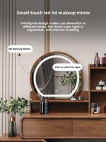 Coiffeuse intelligente de style chinois avec rangement, miroir éclairé réglable, écran LED, en MDF, écologique