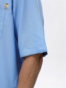 Túnica Árabe Masculina de Alta Gama 2025 Qatar Thobe, Material Suave y Resistente a las Bolitas, Camisa Elegante de Manga Corta - Product Image 6