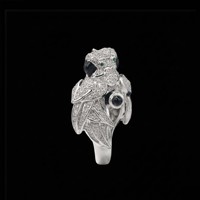 Cincin Wanita Burung Beo Berkepala Dua Perak S925 Baru Perhiasan Proposal Kualitas Tinggi Mode Indah Mewah Ringan Laris Terjual