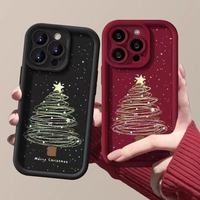 Coque de téléphone portable en TPU antichoc à motif sapin de Noël pour iPhone 15 12 11 17 Pro Max 13 14 Plus 16