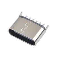 Connecteur femelle USB Type-C 6 broches en cuivre, longueur 5,5 mm, montage vertical DIP, USB-C 6 broches 3,0 A max.