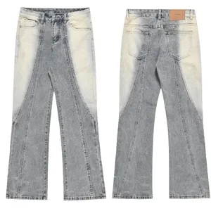 Custom Design Spliced Skater Style Street Wear Denim Heavyweight Distressed Jeans