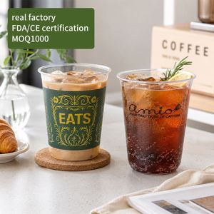 Gobelets en plastique PET transparents jetables de qualité alimentaire 16oz/20oz avec couvercles, design en U, impression numérique pour pudding, fêtes, traiteur et entreprises - Product Image 1