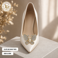 Clip de chaussure papillon en cristal, clips de chaussure en strass dorés pour escarpins, talons, décorations de chaussures de mariée, accessoires de chaussures détachables, OEM