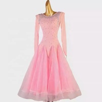 Robe de danse latine moderne rose, jupe standard à volants, strass, costume de compétition de danse sociale, soie/coton, nouvelle collection pour femmes Q238