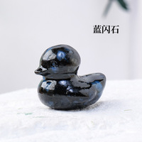 Décoration d'intérieur HZ : Sculpture d'animal en cristal naturel, canard en obsidienne noire, pierre précieuse sculptée pour la guérison, idéale comme cadeau