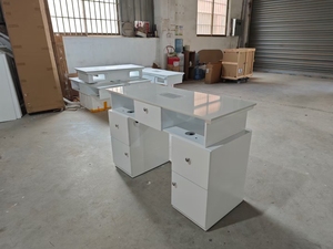 Modern Customized Multi-functional Metal Salon Manicure <b>Table</b> with Drawers Cleaner Wood Tabletop Eco-Friendly <b>Nail</b> Spa Furniture - Product Image 3