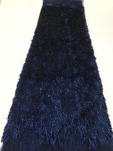 2025 OEM luxe Afrikaanse Nigeriaanse gouden kantstof grote gouden paillettenstof jurk Afrikaanse kant borduurwerk stof D18156 - Product Image 4