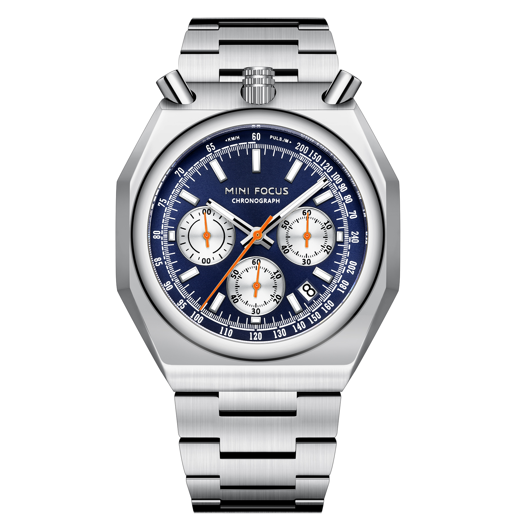 Plata con el dial azul