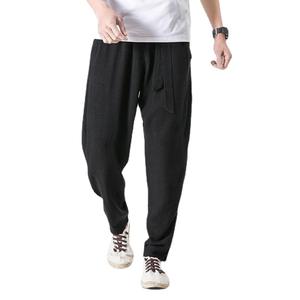 Pantalones Casuales de Lino 100% para Hombre con Cintura Elástica, Estilo de Cintura Media, Transpirables, con Bolsillos para Otoño - Product Image 5