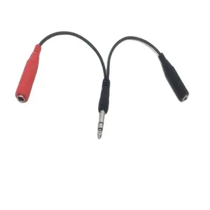 Wavelink Wholesale 6.35mm Y cable-6.35mm male TRS,TS splitter to dual 6.35mm female cable, color coded red/black
