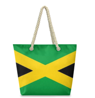 Sac fourre-tout avec drapeau jamaïcain et poignées en corde de chanvre, grande capacité, durable, imperméable, sac à bandoulière polyvalent pour le travail, les voyages, la plage