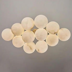 Op maat gemaakte moderne alabaster totem 3-delige hanglampen voor woonkamer en eetkamer, messing alabaster kroonluchter hanglamp - Product Image 5