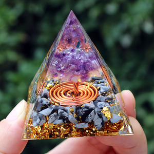 <b>Crystal</b> <b>Chip</b> Pyramid Resin Epoxy Craft Desktop Ornament Amethyst Mushroom Head Coil Alabaster Home Decoration - Product Image 1