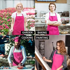 Tabliers roses en gros, tabliers unisexes pour adultes et filles avec poches, tabliers de cuisine roses réutilisables et imperméables, idéaux pour la cuisine - Product Image 2
