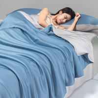 Couette Rafraîchissante d'Été en Soie Glacée, Couverture Climatiseur Couleur Unie Légère Respirante Lavable Fine pour les Nuits Chaudes