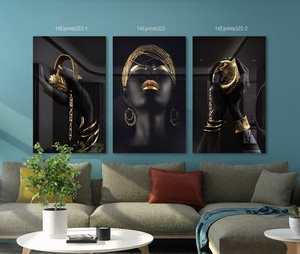 EagerArt Quadro in 3 Pannelli con Donne Africane Sensuali e Mani Dorate, Stampe UV su Acrilico, Arte Africana, Decorazione Murale per Casa, Dipinto in Resina - Product Image 4