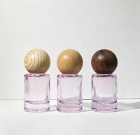 Flacon à bille en verre dépoli de 10 ml avec bouchon en noyer, vide, rond, pour cosmétiques et huiles essentielles