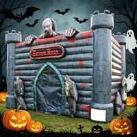 Grande Maison Gonflable Zombie pour Escape Room, Château Gonflable Effrayant avec Labyrinthe pour Festival d'Halloween, Événement Commercial, Décoration de Fête