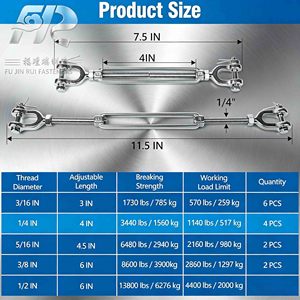 <span class=keywords><strong>ตัว</strong></span>ปรับแรงดึงแบบหมุนได้ (Turnbuckle) ผลิตจากเหล็กกล้าคาร์บอนชุบสังกะสีร้อน ยี่ห้อ Jaw & Jaw ของสหรัฐอเมริกา แบบเปิดขนาด <span class=keywords><strong>3</strong></span>/4" X 9" สำหรับงานรัดสินค้าอุตสาหกรรมหนัก - Product Image 4