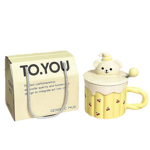 Dragon Nest Ceramic Mug 301-400ml With Lid Cute Dog Design Gift <b>Cup</b> For Girls Birthday Present - Product Image 2