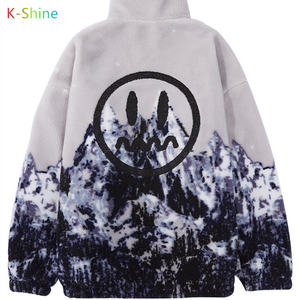 Petit diable Grimace veste agneau montagne imprimé veste hiver pour hommes et femmes grande taille fourrure d'agneau - Product Image 2