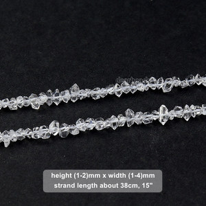 Perle di Quarzo Diamante Herkimer, Cristalli Irregolari a Doppia Terminazione Naturali per Creazione di Gioielli, (1-4)x(4-6)mm, 38cm 15" - Product Image 5
