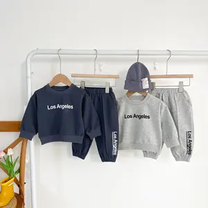 Grosir Set Pakaian Bayi Logo Los Angeles Kemeja Celana Bayi Laki-laki Lengan Panjang Keren Set Pakaian Bayi 2 Potong