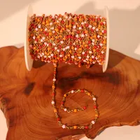 Rantai Baja Tahan Karat Berlapis Emas 5 Meter dengan Manik-manik Enamel untuk Perlengkapan Pembuatan Perhiasan DIY, Kalung, Grosir