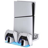 Support de rangement avec station de charge double pour manettes PS5/Slim, support mural pour console, accessoires, support de chargeur