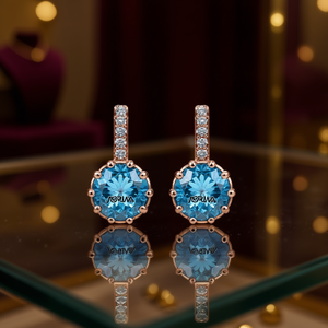 Orecchini a perno JORJAA placcati oro rosa con zirconi taglio brillante rotondo, montatura a griffe, gioielli classici da donna per feste e moda - Product Image 2