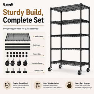 5-Wire Shelving Metal ShelvesAdjustable <strong>Standing</strong> Storage <strong>Shelf</strong> <strong>Units</strong> for Laundry Bathroom Kitchen Pantry Closet - Product Image 6