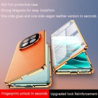 Étui à Rabat en Cuir pour Redmi Note 14 / Pro / Plus 14C Turbo 4 K80/K80PRO avec Coque Magnétique en Métal et Verre Trempé 360 pour Lentille