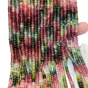 Cuentas de Turmalina Natural Multicolor, Forma Redonda Lisa, Tamaño de 5 mm, Hilo de 14 Pulgadas, Cuentas de Turmalina - Product Image 1