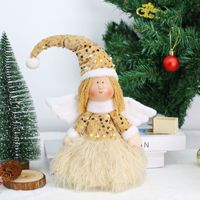 Poupée en peluche de Noël en gros, adorable fille avec jupe tutu, poupée ange elfe faite à la main pour décoration de fenêtre et de maison, ornement festif