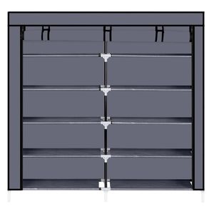Organizador de zapatos portátil moderno de 7 niveles, gabinete de almacenamiento metálico gris para el hogar, armario, sala de estar, muebles. - Product Image 4