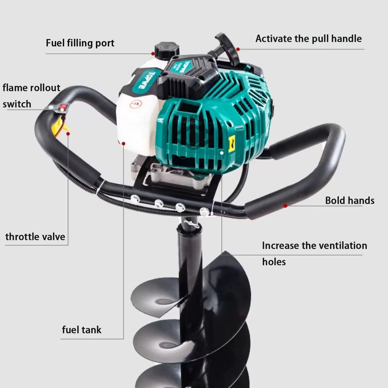 Tree Planting Hole Digging Machines Hole Digger Ground Drill 2 Stroke Gasoline Petrol 768cc Earth Auger