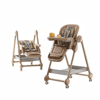 Ensemble de chaise haute multifonctionnelle 3-en-1 luxueuse pour bébé de 0 à 12 mois, siège balançoire pliable avec matériau PP, à commande manuelle