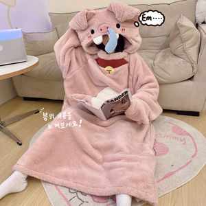 <span class=keywords><strong>Pijamas</strong></span> de terciopelo Coral <span class=keywords><strong>divertidos</strong></span> de una pieza de invierno <span class=keywords><strong>para</strong></span> mujer, saco de dormir tallado en arena <span class=keywords><strong>para</strong></span> <span class=keywords><strong>parejas</strong></span>, camisón bonito, <span class=keywords><strong>pijamas</strong></span> de franela, conjunto de ropa de dormir - Product Image 3