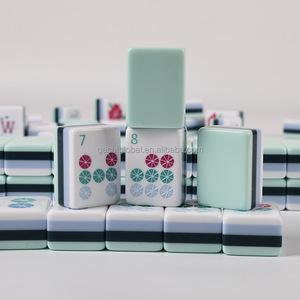 Juego de Fichas de Mahjong Americanas de Lujo, Nuevo, Moderno, Color Verde Menta, 160 Piezas, Acrílico con Diseño de Flores y Animales - Product Image 2