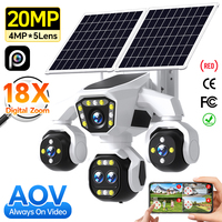 Nueva Cámara de Seguridad Solar 4G con Múltiples Lentes de 4MP*5 20MP, Grabación AOV 24/7, Visión Nocturna a Todo Color, Cámara CCTV PTZ para Exteriores