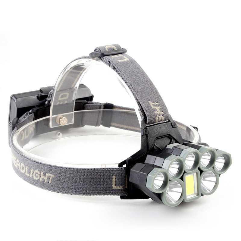 8 ядро с предупреждающий фонарь яркий светодиодный налобный фонарь Налобный фонарик Usb Перезаряжаемый светодиодный налобный фонарь