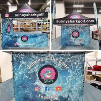 Gazebo pliable 3x3m, logo personnalisé, impression numérique, imperméable, ignifuge, coupe-vent, blanc/bleu, tente pour événements en plein air