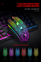 T-Wolf TF31 Combo Clavier et Souris Gaming 3-en-1 en Promotion – Clavier Rétroéclairé Pleine Taille et Souris Filaire 4D pour Joueurs PC, Tapis Inclus