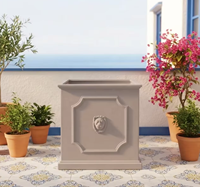 Grands pots à fleurs carrés en fibres d'argile écologiques et durables pour l'extérieur/l'intérieur avec trou de drainage pour plantes