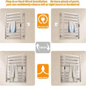 Toallero eléctrico montado en la pared, Control de temperatura, calentador de toallas cepillado para baño, secador de toallas eléctrico - Product Image 4